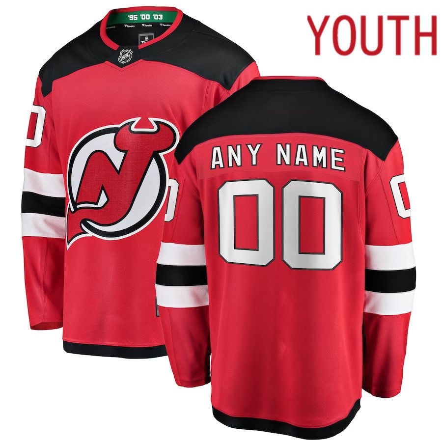 Youth New Jersey Devils Fanatics Branded Red Home Breakaway Custom NHL Jersey->youth nhl jersey->Youth Jersey